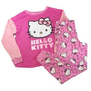 Hello Kitty By Sanrio Womens Pajama Set Size Small (4-6) Super Soft Long Sleeve